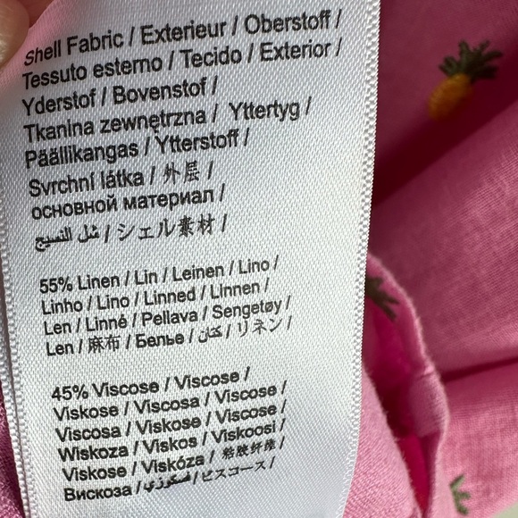 Farm Rio Linen Midi Dress Pink Embroidered Pineapple Size Small NWT - Picture 11 of 12